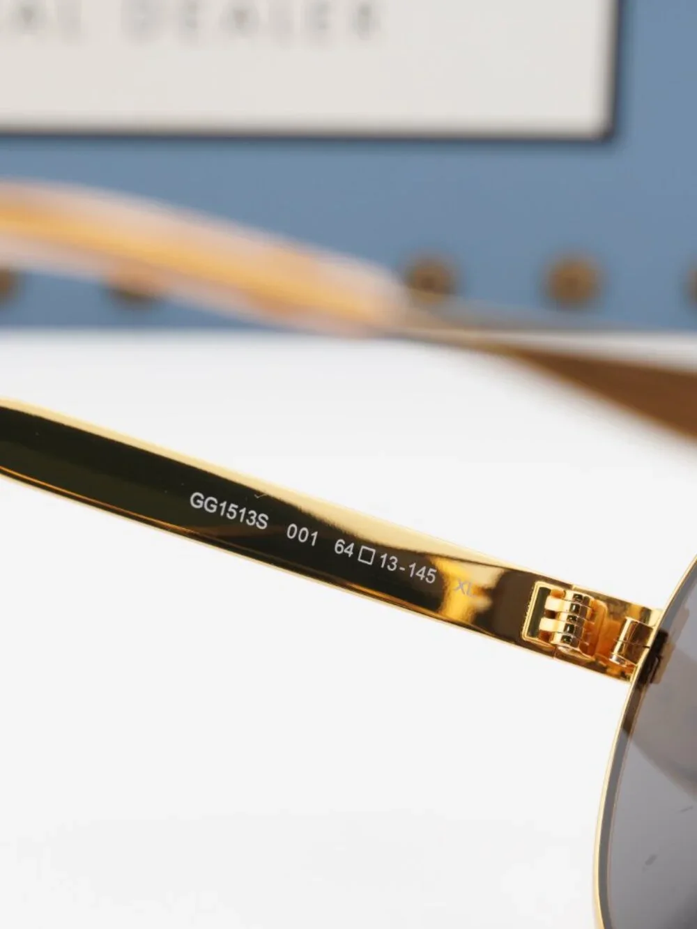 Gucci GG1513S 001 Aviator Sunglasses - Gold\Grey